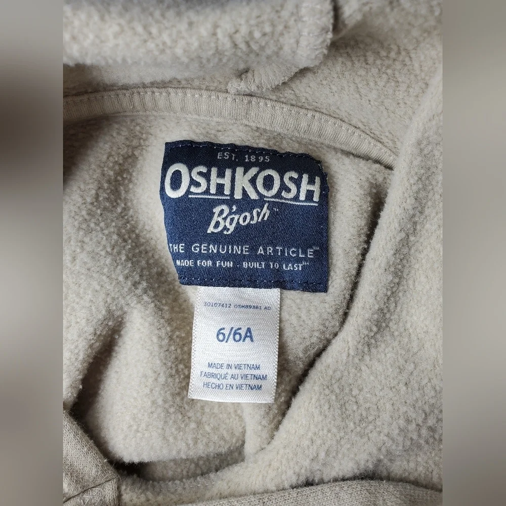 OshKosh B'gosh Beige Cream Fleece Pullover Hoodie Toddler Boy NWOT